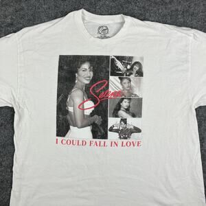 Selena T-Shirt Mens 2XL White I Could Fall in Love Graphic Music Merch Casual